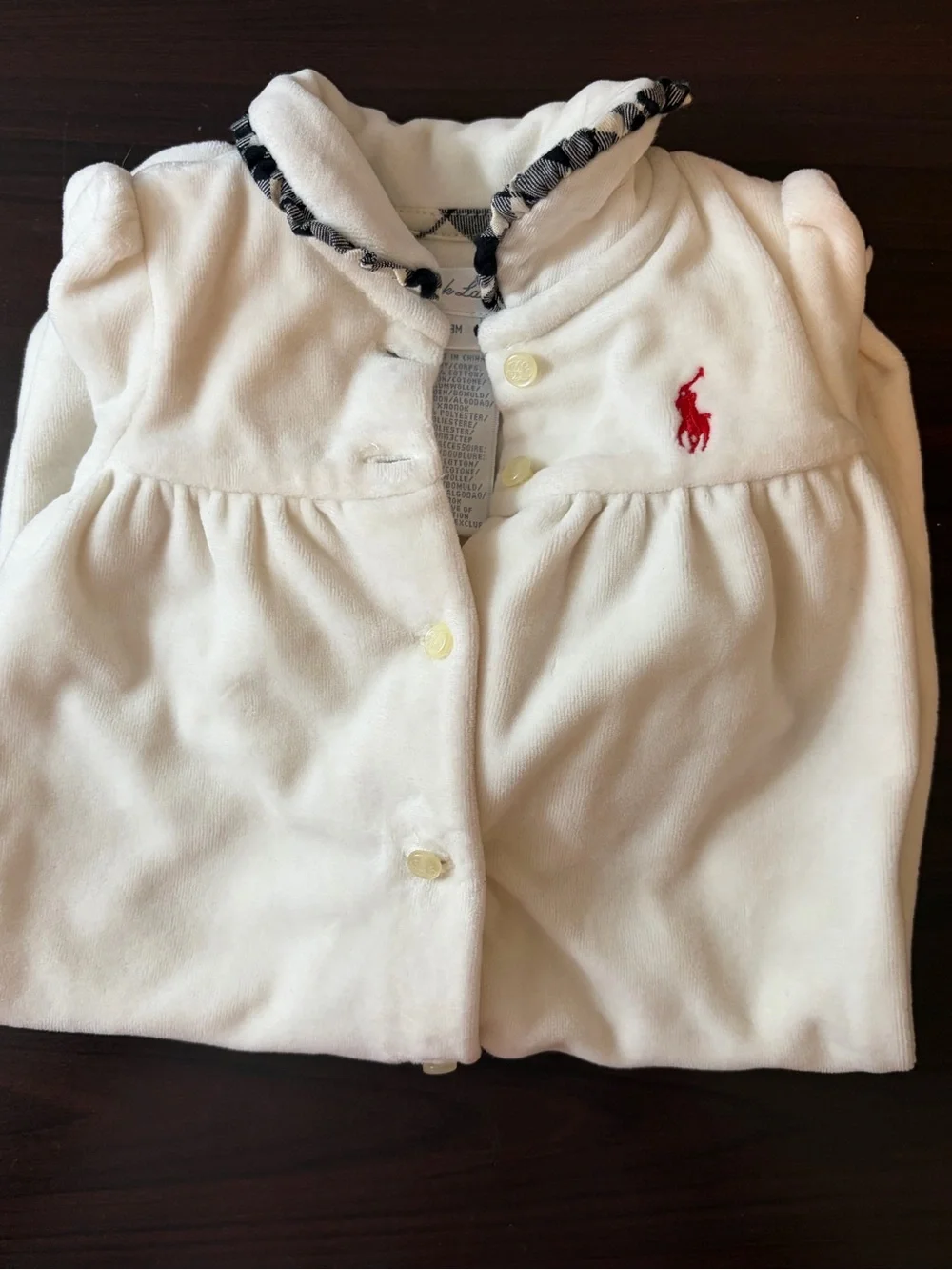 Ralph Lauren Cream Footed Baby One-Piece with red pony Size 3 months